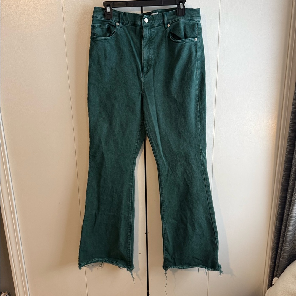 LOFT Forest Green Wide Leg Jeans
